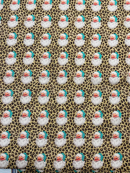 1/2 yard leopard Santa bullet fabric