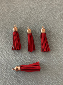 4 red keychain tassels 2in length