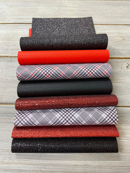 Red and black plaid set