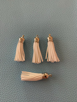 4 white keychain tassels 2in length