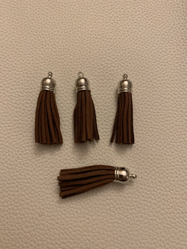 4 brown keychain tassels 2in length